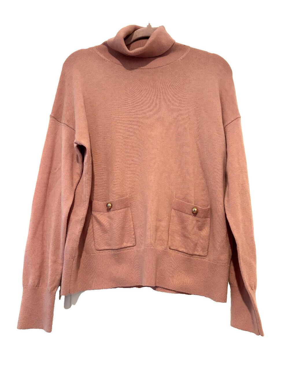 Kate‎ Spade sz M pink wool blend turtleneck sweater pockets D
